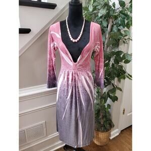 DB Sport Women's Multicolor Sweetheart Neck Long Sleeve Knee Length Dress Small